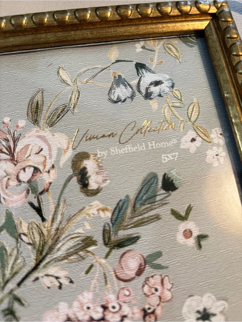 Sheffield Home Gold Floral Photo Frame Pair 5x7” new